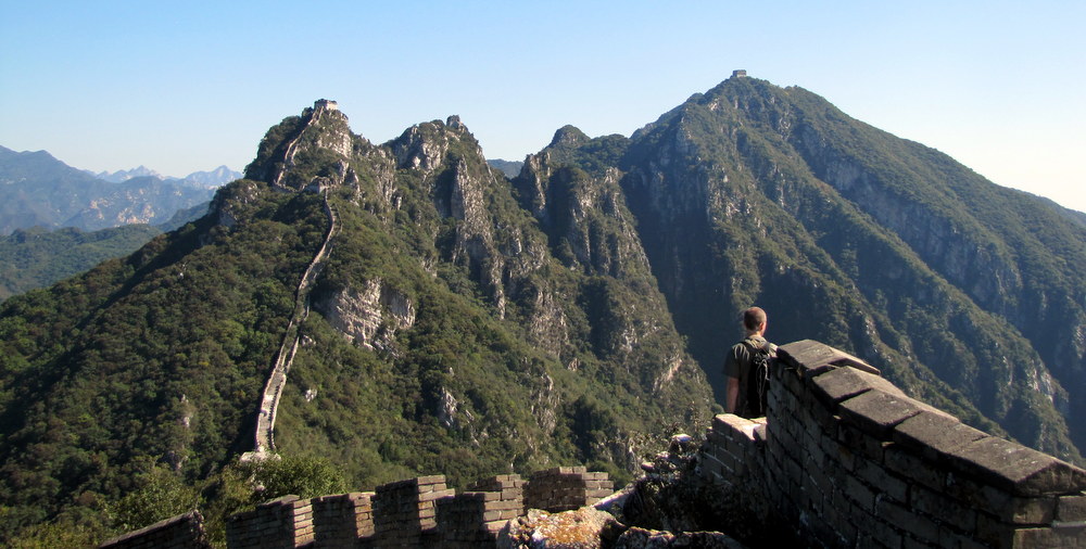 Hiking a dilapidated section of The Great Wall